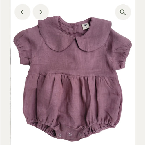 Peter Pan Collar Linen Bubble Romper + Bow | Allie – Olive and Cradle