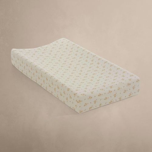 Oilo Changing Pad Cover, Breathable 100% Organic Cotton Fitted Jersey, 300 Thread Count, Machine Wash, Fits Standard Changing Pads (32" x 16"), Heirloom Organic Collection, Dainty Floral