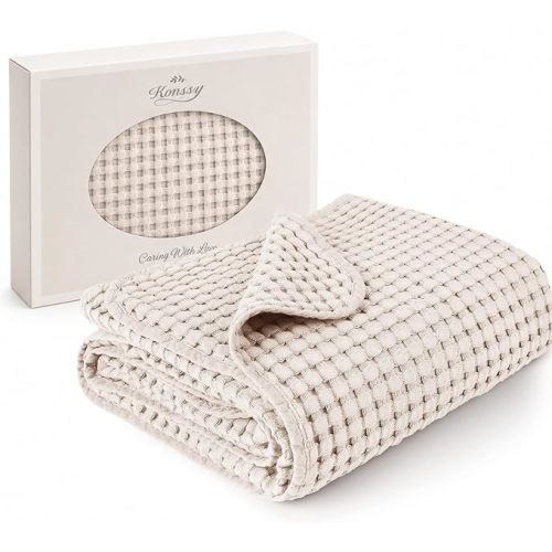 Konssy Waffle Baby Blanket for Boys & Girls, Soft Newborn Swaddle Blanket