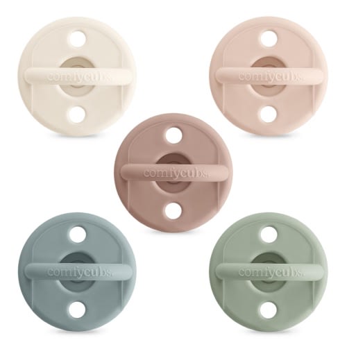 Comfy Cubs Baby Pacifier - Breast-like Nipple Shape - 0+ Months - 5 Pack - 100% Food Grade Silicone