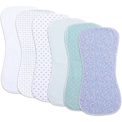 6 Pack Cotton Baby Burp Cloths Extra Absorbent Soft for Baby Boys and Girls