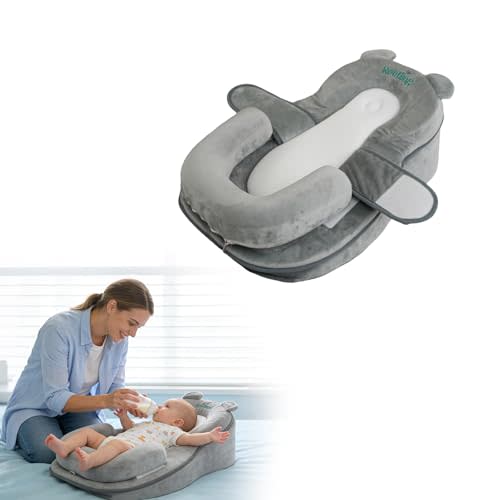 Baby Feeding Pillow, Anti Overflow Feeding Pillow for Reducing Spit-Up, Safety Nursing Pillow, Baby Lounger Reflux Wedge Breastfeeding, Removable top and Bottom