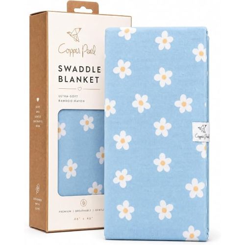 Copper Pearl Swaddle Blankets for Newborns | Soft Stretchy Receiving Blankets for Boys and Girls | Large 46 x 46 Inch Baby Blankets | Lightweight and Breathable Swaddles | Della