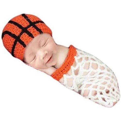 Newborn Infant Photography Props Outfits Crochet Basketball Hat Sleepingbag Infant Baby Boy Girl Photoshoot Costume