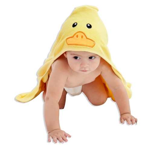 HIPHOP PANDA Hooded Towel - Rayon Made from Bamboo, Bath Towel with Bear Ears for Newborn, Babie, Toddler, Infant - Absorbent Large Baby Towel - Yellow Duck, 30 x 30 Inch