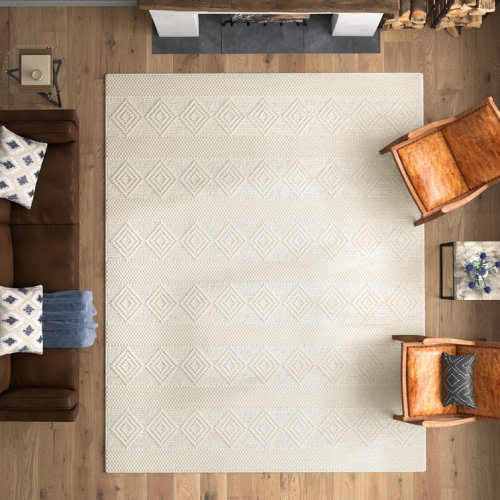 Latrissa Flatweave Wool Beige Area Rug