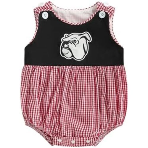 Newborn Baby Boy Football Bubble Romper University Sports Fan Sleeveless Plaid Bodysuit Overalls Clothes
