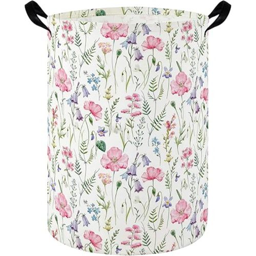 Baby Laundry hamper,Kids Laundry Basket,Baby Nursery Hamper,Waterproof foldable laundry basket for boys and girls,toy storage box,Kid Room Decor(Bouquet)