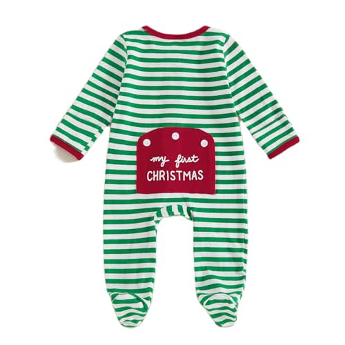 Seyurigaoka Newborn Baby Boy Girl Christmas Outfit My First Christmas Footed Romper Jumpsuit Gender Neutral Baby Clothes