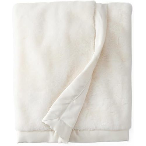 Carter's Baby Plush Blanket, Soft Faux Fur, Satin Trim, White, 30 x 40