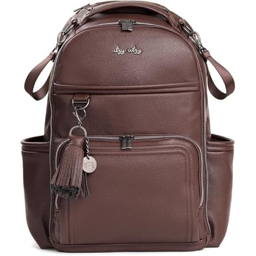 Itzy Ritzy Diaper Bag Backpack – Large Capacity Boss Plus Baby Backpack Diaper Bag Featuring 19 Pockets, Changing Pad, Stroller Clips, and Comfortable Straps (Espresso)