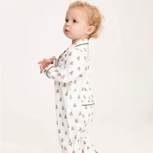 Baby's Twill Classic Romper in Teddy Tales