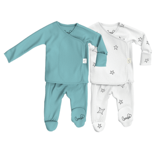 Baby Bundle Footie - Ripple + Stars – Bonsie Skin to Skin Babywear