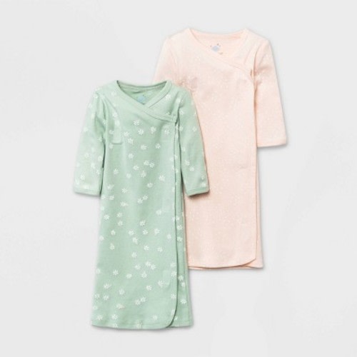 Baby Girls' 2pk Basic NightGown - Cloud Island™ Green Preemie