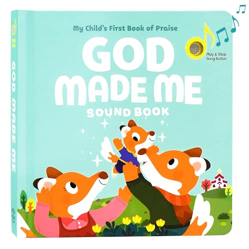 God Made Me Christian Sound Books for Kids - 6 Bible Songs - Baptism, Christening, Dedication Gifts for Boys and Girls - Religious Toys, Music Books for Toddlers 1-3