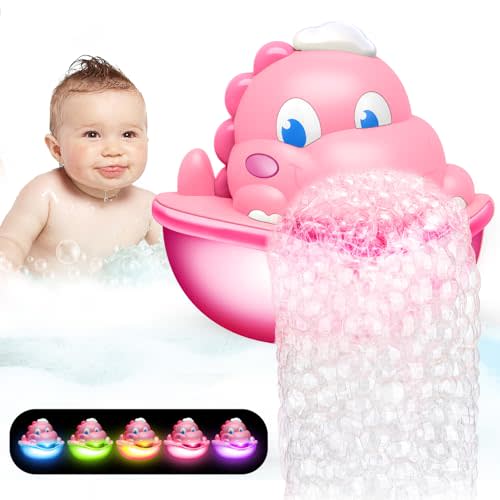 Baby Bath Toys Light Up Bath Bubble Machine with Colourful Light Bathtime Shower Bath Toys for Kids Ages 1-3 4-8 Birthday for Toddler Boys Girls