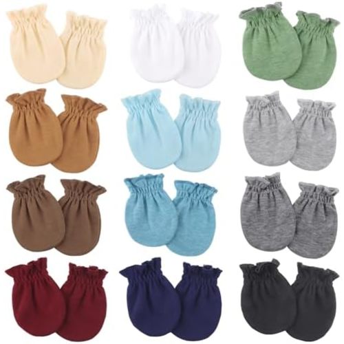 Newborn Baby Mittens No Scratch Cotton Elastic Wrist Gloves Infant Toddler Mittens for Baby Boy Girl 0-6 Months