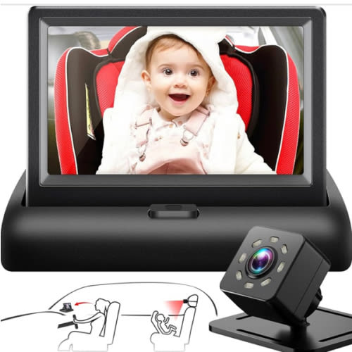 Baby Car Mirror with 4.3'' HD Night Vision Function Display, Safety Car Seat Camera with Wide Crystal Clear View, Easily Observe The Baby’s Move(Not USB)