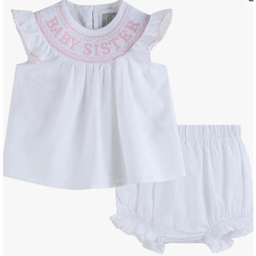 Baby Sister Smocked Dress & Bloomer Set | White – Madison Grace Home