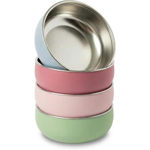 Monkey Proof™ Non-Toxic Stainless Steel Child Bowl 5” with Non-Slip Silicone Shell, Multi-color, (Set of 4 bowls) Unbreakable, Mess Free Feeding for Babies, Toddlers, Kids, BPA free