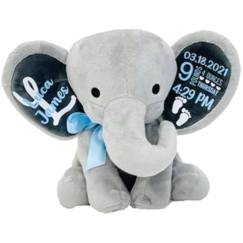Up2ournecksinfabric, Personalized Keepsake, Stuffed Animal, Newborn, Birth Announcement Stuffed Animal,