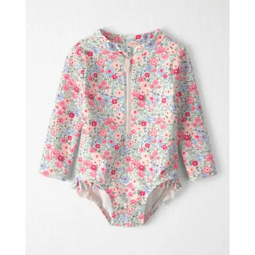 Baby Girl Recycled Rashguard Swimsuit in Meadow Mix - Little Planet | Carter's