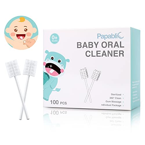 Papablic [100-Pack] Baby Tongue Cleaner, Baby Toothbrush, Upgrade Gum Cleaner with Paper Handle for Babies and Infants Ages 0-2 Years