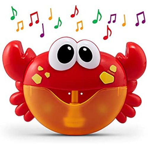 CHUCHIK Crab Bath Toy. Bubble Bath Maker for The Bathtub. Blows Bubbles and Plays 24 Children’s Songs – Baby, Toddler Kids Bath Toys Makes Great Gifts for Toddlers – Sing-Along Bath Bubble Machine - Red-crab
