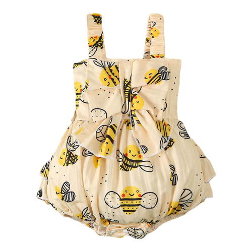 Zanarzt Girl Romper Jumpsuit Summer Toddler Baby Girl Ruffled Sleeveless Romper Casual Summer Jumpsuit Cotton Clothes Yellow,12-18 Months