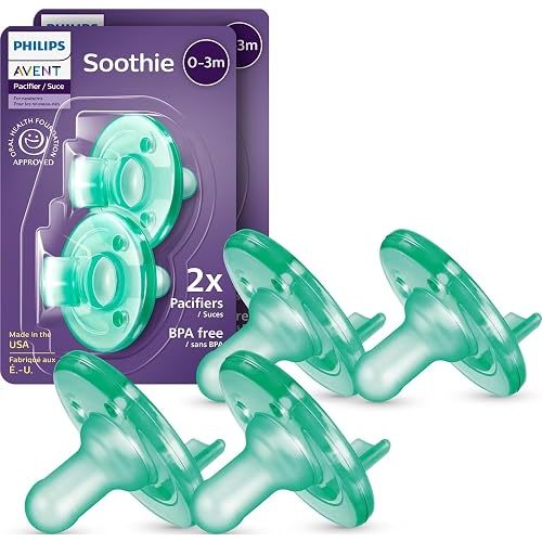 Philips Avent Soothie Baby Pacifier for 0-3 Months, BPA-Free, 4-Pack, Green