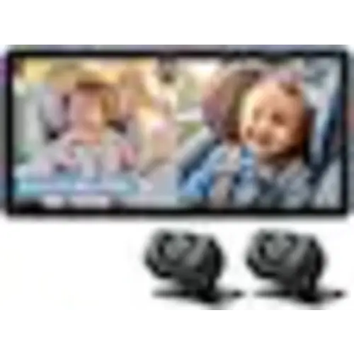 PRIMEPLUS - 2-Kids Baby Car Camera - Dual 1080P HD Monitor with 6.9" Ultrawide Display, USB Powered, 940nm No-Light Night Vision