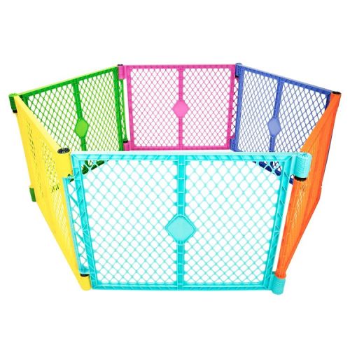 Toddleroo by North States Superyard Colorplay 6 Panel Freestanding Baby Playard - Bright