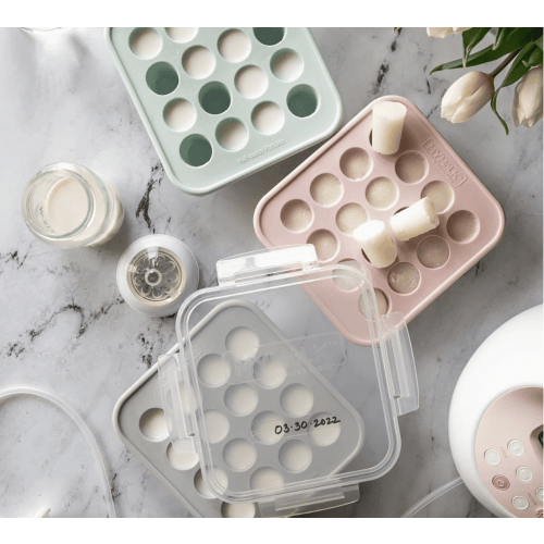 Souper Cubes MyMilk 1/2 oz. Silicone Breast Milk Freezer Trays, Each Pure Platinum Food-Grade Silicone Tray Holds 8 oz., Perfect For Baby Food Freezer Storage, Purees, and More - Mint - 2-Pack