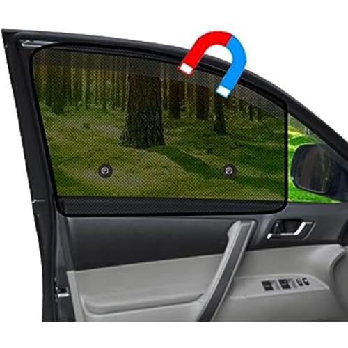Ovege Car Side Window Sun Shade Mesh Suction Magnetic Car Curtain UV Protection (Semi-Transparent, Front Seat 2pcs-)