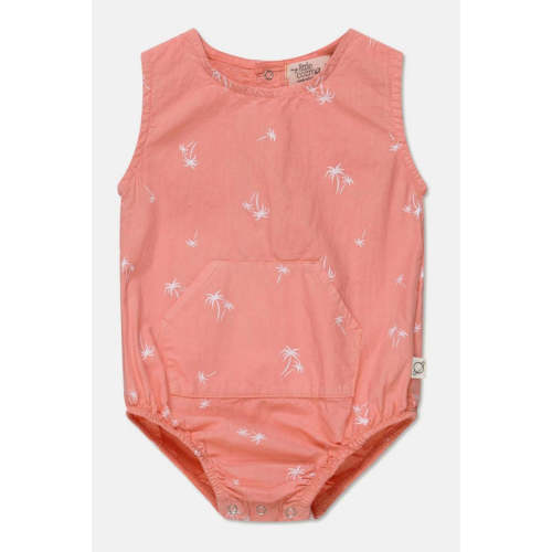 Palm-print baby romper - Coral