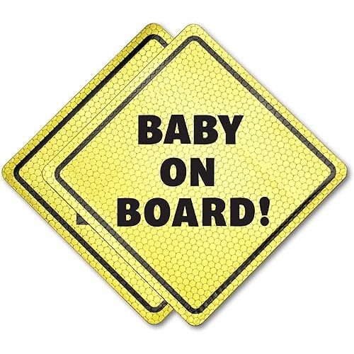Baby On Board Signs for Cars - Reflective Magnet Sign for Bumper - 2 PackCars