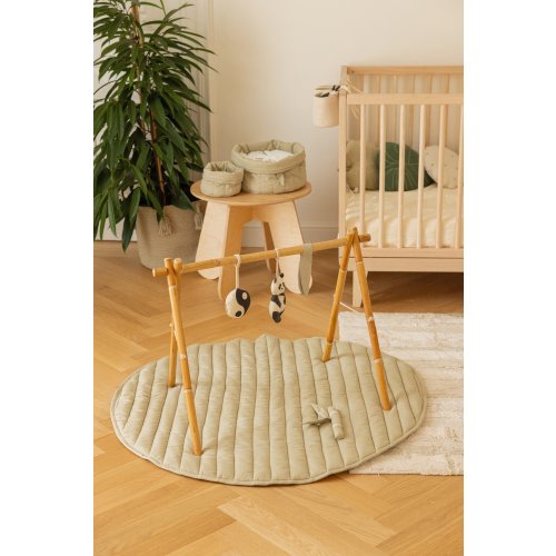 Lorena Canals Bamboo Leaf Washable Reversible PlaymatNatural, Olive Area-Rugs