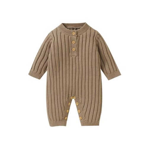 Neiwech Baby Boy Girl Romper Newborn Infant Knit Striped Solid Long Sleeve One Piece Jumpsuit Clothes