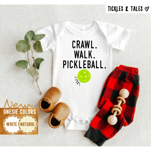 Pickleball Baby Onesie: Crawl Walk Design, Sports Bodysuit
