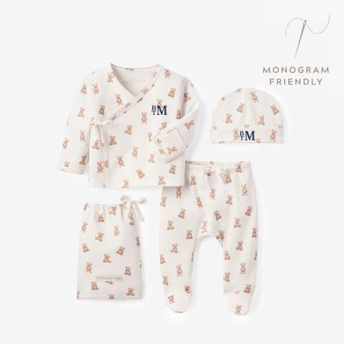 Teddy Bear Double Layered Cotton Layette Set – Elegant Baby