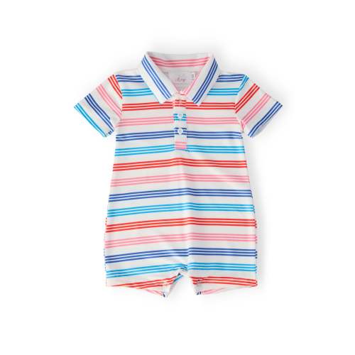 Red, White & Stripe Polo Shorty One-Piece