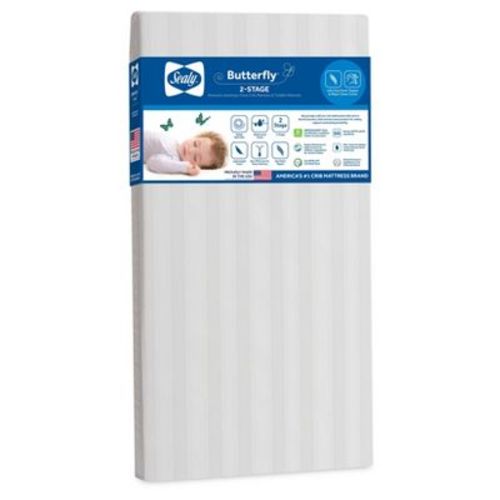Sealy Butterfly 2-Stage Waterproof Ultra Firm Crib and Toddler Mattress: Hypoallergenic, Vinyl Cover, High-Density Foam