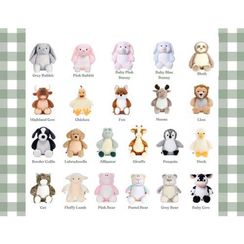 Personalized Stuffed Animal Plush with Name, Birth Stats, Birth Announcement, Washable Stuffed Animal