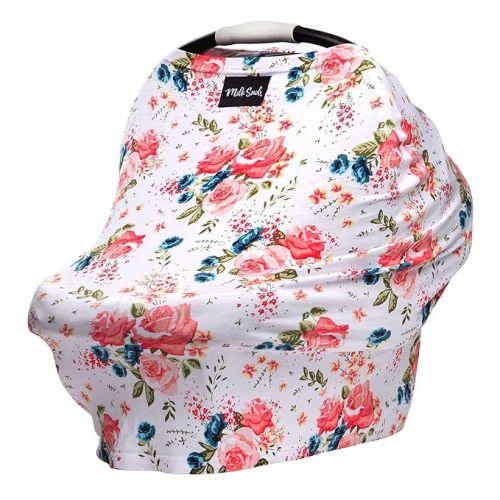 Milk Snob Original 5-in-1 Cover - Added Privacy for Breastfeeding, Baby Car Seat, Carrier, Stroller, High Chair, Shopping Cart, Lounger Canopy - Newborn Essentials, Nursing Top, French Floral
