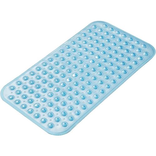 AmazerBath Bath Tub Mat, Medium Size 27.6 x 15 Inches Non-Slip Shower Mats with Suction Cups and Drain Holes, Bathtub Mats Bathroom Mats Machine Washable (Clear Blue)