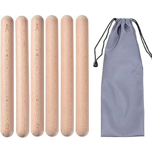 Music Lummi Sticks for Kids, 6 Pack Rhythm Sticks with Carry Bag, 8 Inch Long