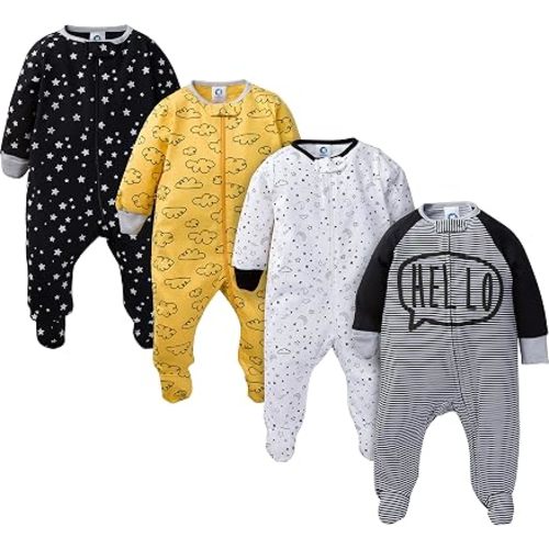 Gerber Baby Boys' 4 Pack Sleep 'N Play Footie