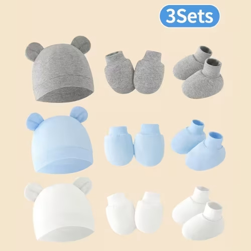 9pcs newborn baby boy girl set 3 sets bear ear hats no - Temu
