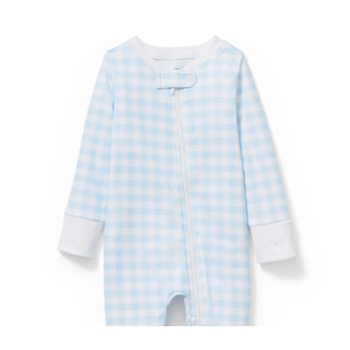 Baby's Pima Romper in Light Blue Gingham