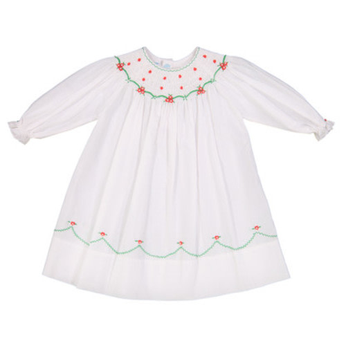 Long Sleeve Holiday Pearl Flower Bishop Dress I Feltman Brothers